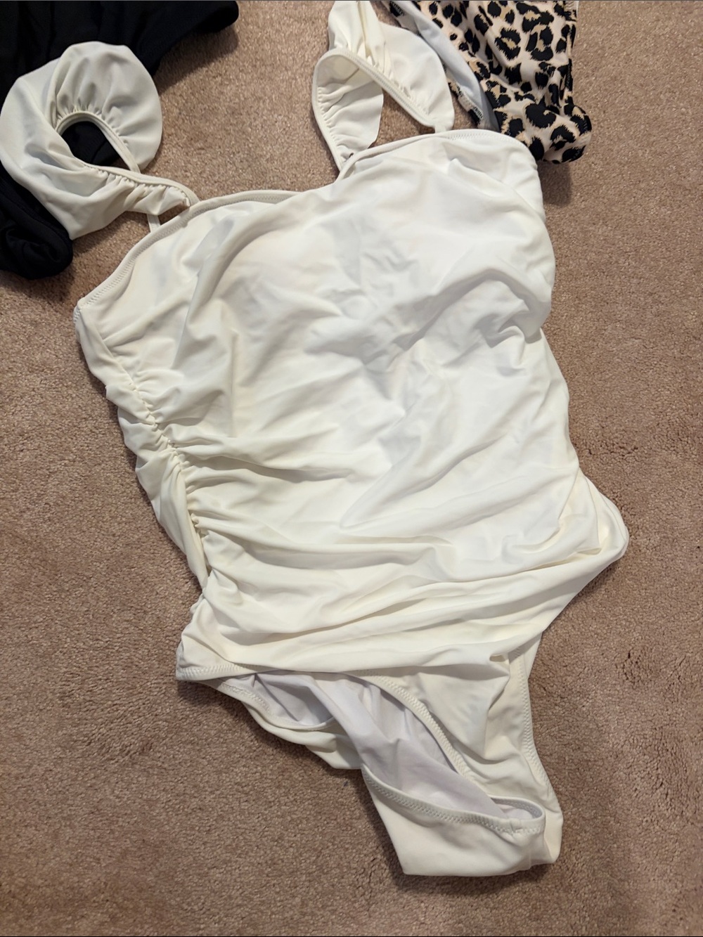 3 One-Piece Swimsuits Bundle — Black, White & Leopard - Picture 2 of 7